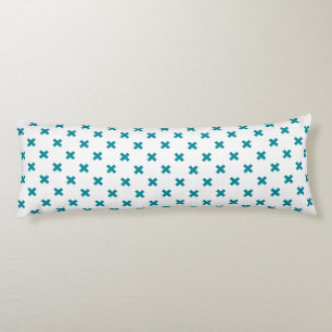 Coussins Longs Crochets turquoises sur blanc
