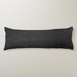 Coussins Longs Crocodile noir en cuir imprimé