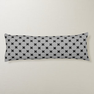 Coussins Longs Croix noire coutures sur gris