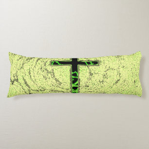 COUSSINS LONGS CROIX NOIRE ET VERTE AVEC ARRIÈRE - PLAN EN MARBRE