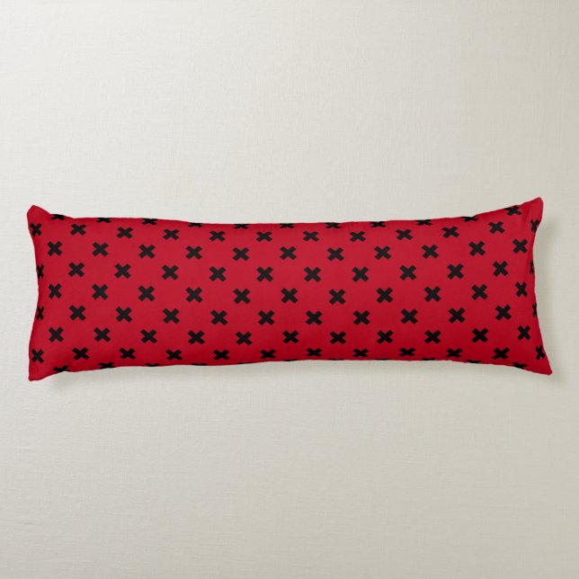 Coussins Longs Croix noire sur le rouge (Dos)