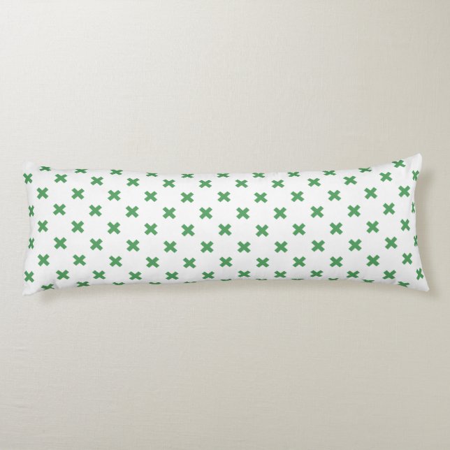 Coussins Longs Croix verte coutures sur blanc (Dos)