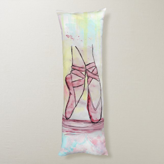 Coussins Longs Croquis de chaussures en ballet mignonne Aquarelle (Dos (Vertical))