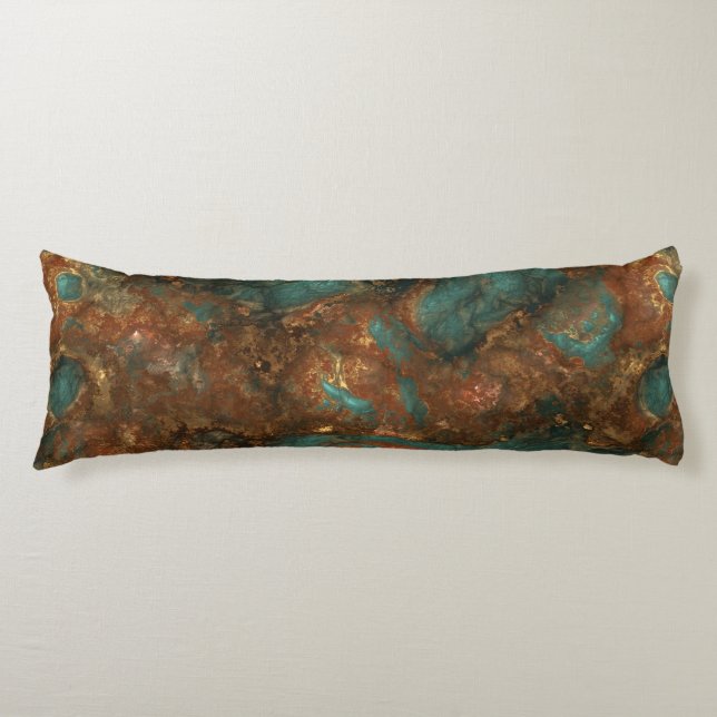 Coussins Longs Cuivre et pierre turquoise Abstrait (Devant)