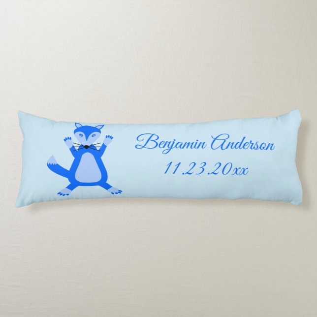 Coussins Longs Cute Blue Baby Boy Fox Custom (Devant)