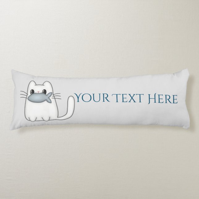 Coussins Longs Cute chat avec poisson Prix (Devant)