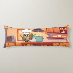 Coussins Longs Cute Chef Owl Cuisine en cuisine