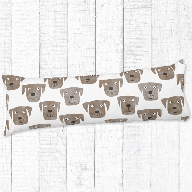 Coussins Longs Cute chocolat Labrador Retriever Chien Aquarelle (Chocolate Labrador Retriever Dog pattern lumbar pillow)