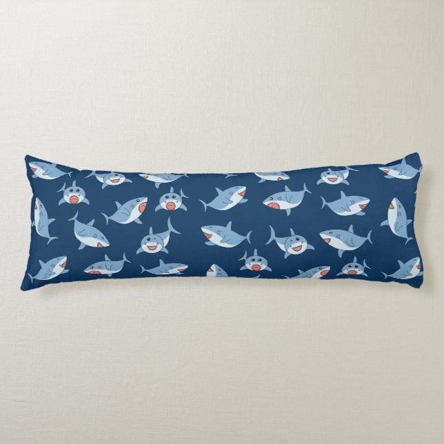 Coussins Longs Cute Great White Sharks Motif Océan (Devant)