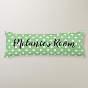Coussins Longs Cute green polka point motif nom de fille personna