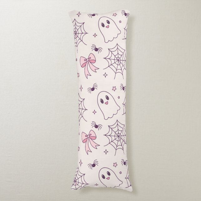 Coussins Longs Cute Halloween Ghost & Spiderweb Motif (Devant (Vertical))