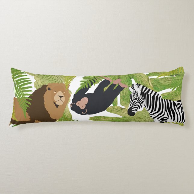 Coussins Longs Cute Jungle Animaux Safari Garçon | Fille (Devant)