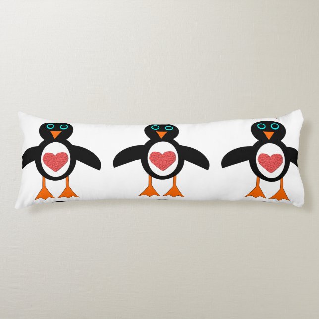Coussins Longs Cute Love Coeur Pingouin Corps Oreiller (Devant)