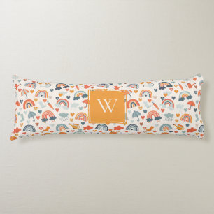 Coussins Longs Cute Orange Blue Spring Rainbow Clouds Motif