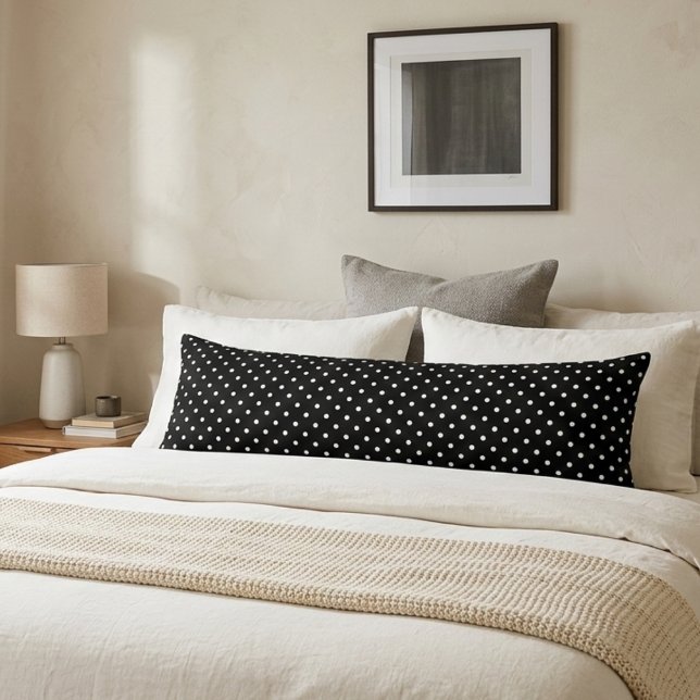 Coussins Longs Cute polka point noir et blanc élégant (Créateur téléchargé)