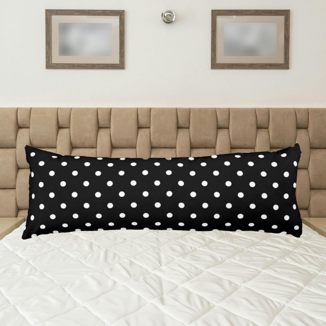 Coussins Longs Cute polka point noir et blanc élégant (Créateur téléchargé)