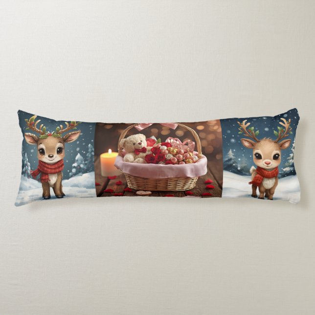 Coussins Longs Cute reindeer christmas bedding for kids winter  (Devant)