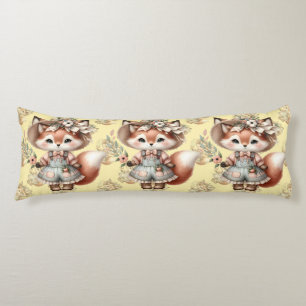 Coussins Longs Cute Woodland Fox Girl portant Cottagecore tenue