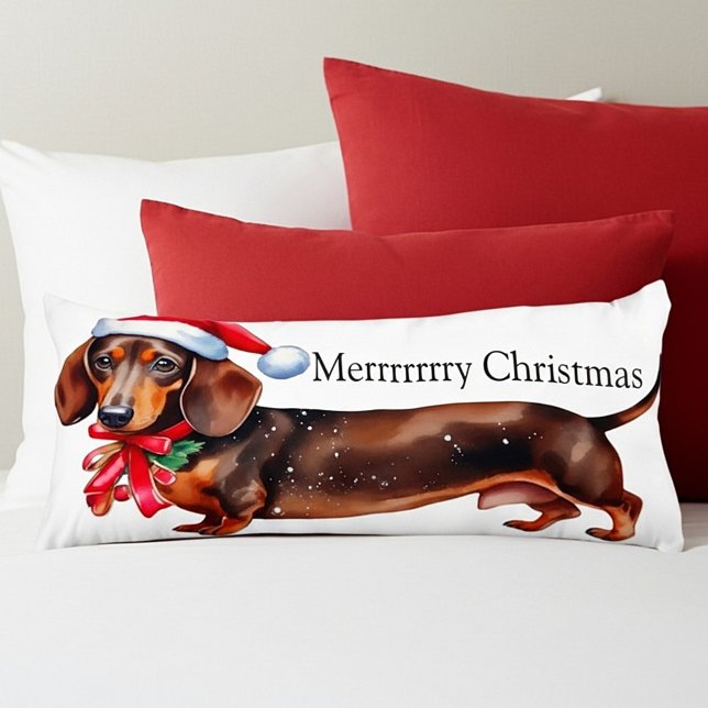 Coussins Longs Dachshund de Noël mignon personnalisé (Créateur téléchargé)