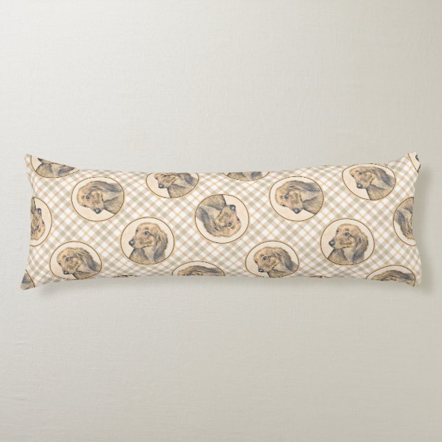 Coussins Longs Dachshund Longhaerienne peinture rouge original ch (Devant)