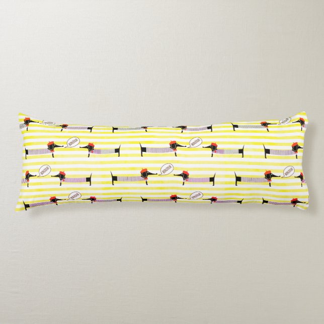 Coussins Longs Dachshund Wiener Dog Bonjour (Devant)