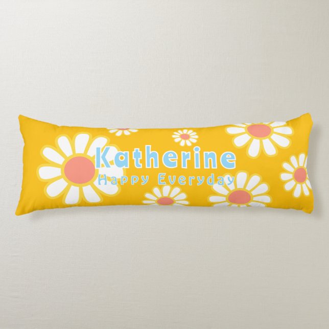 Coussins Longs Daisy simple orange jaune (Devant)