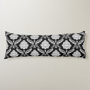 Coussins Longs Damas Rococo 2 voies Noir+Blanc