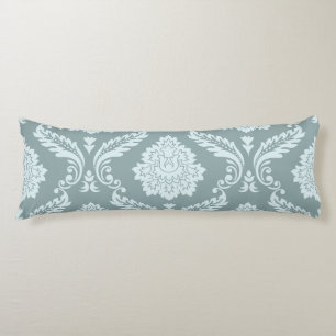 Coussins Longs Damassé Rococo Lg Motif Œuf de Canard Bleu+Turquoi