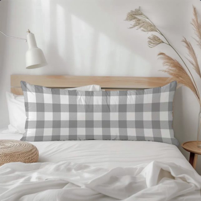 Coussins Longs Damier Vichy Buffle Gris Rustique Maison de Campag (Créateur téléchargé)