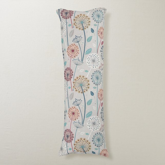 Coussins Longs Dandelion Whimsical - Rouge, Jaune, Blanc & Turquo (Devant (Vertical))