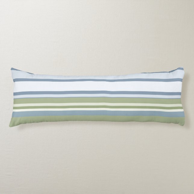 Coussins Longs Dark Pastel Blue and Spring Rain Stripes (Devant)