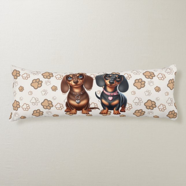 Coussins Longs De mignons amis dachshund (Devant)