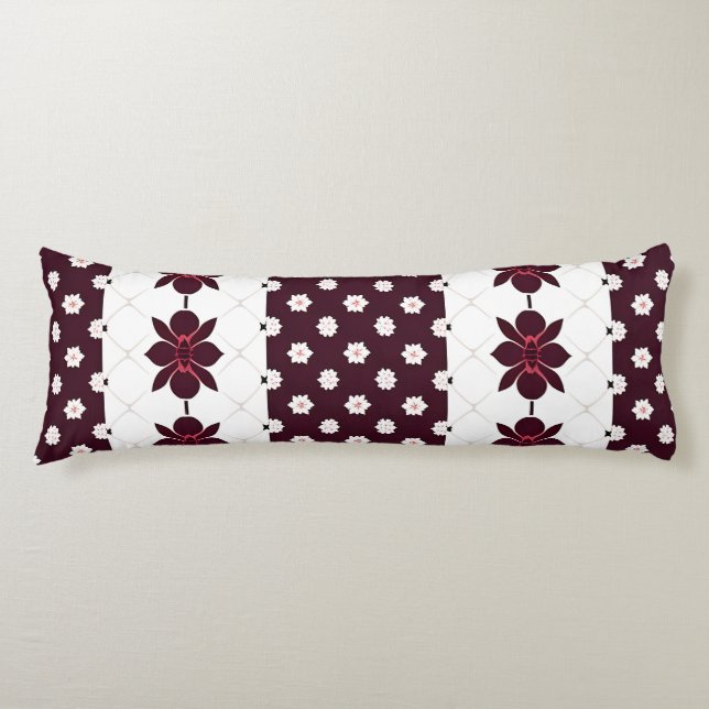 Coussins Longs Décor classique géométrique floral blanc Bourgogne (Devant)