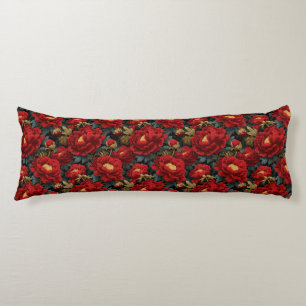 Coussins Longs Décor de chambre de fleurs de pivoines Lit Hawaïen