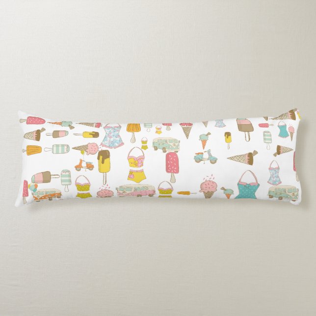 Coussins Longs Décor d'été rétro pour filles, Ados, Dorms Throw (Devant)