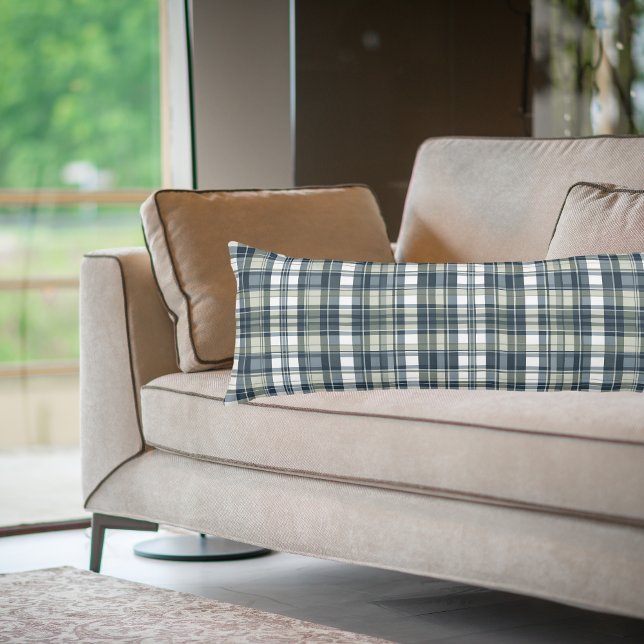 Coussins Longs Denim Blue Sage Vert Blanc Motif  (Créateur téléchargé)