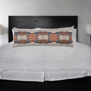 Coussins Longs Denim Taupe Moderne et Rouille
