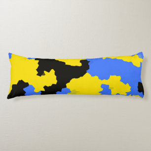 Coussins Longs Design Abstrait Jaune Bleu Noir Motif moderne