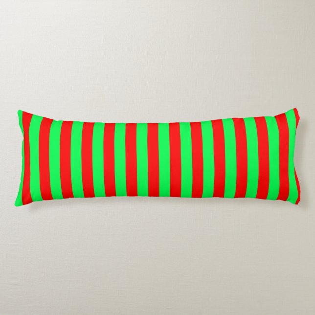 Coussins Longs Design de bandes rouge et verte (Devant)
