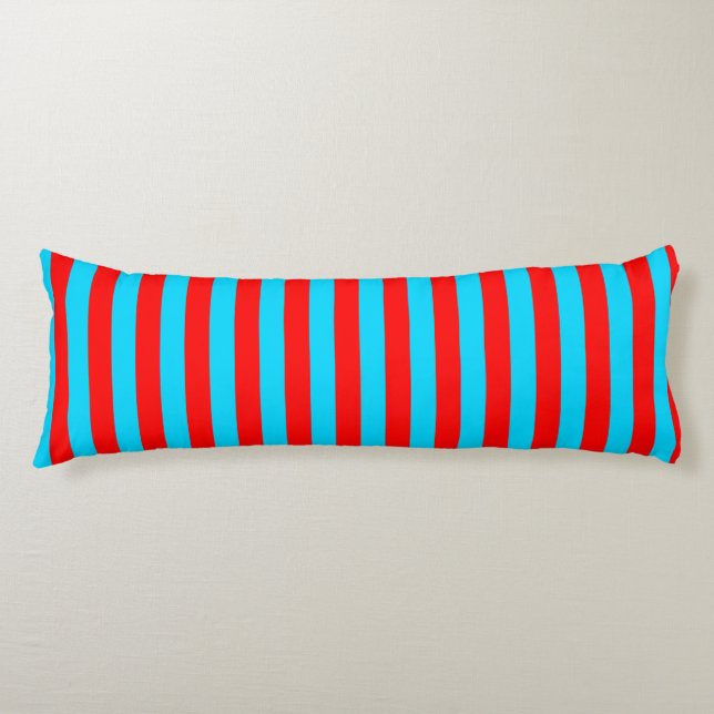 Coussins Longs Design de bandes rouges et bleues (Devant)