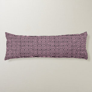Coussins Longs Design de clé grecque - rose et noir