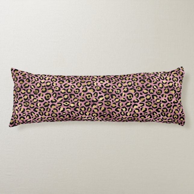 Coussins Longs Design de série Leopard rose et or 15 (Devant)
