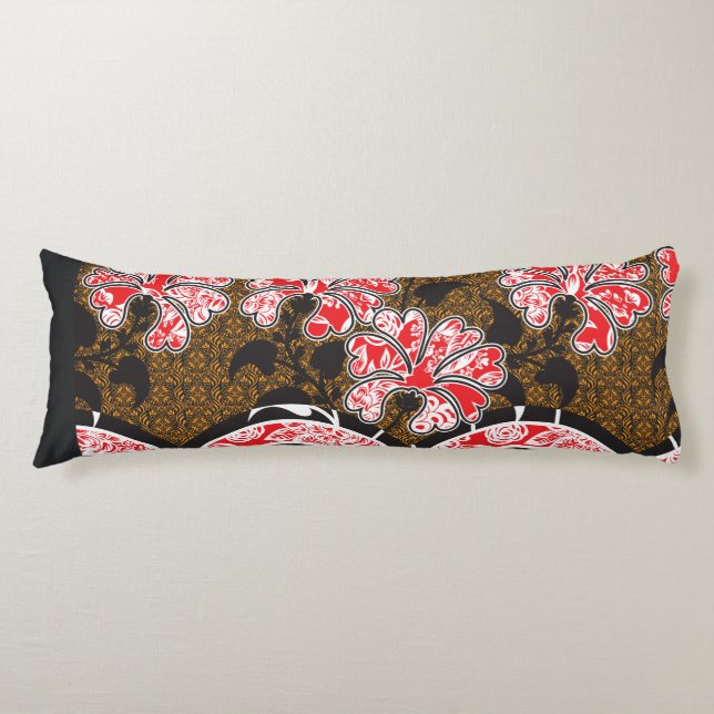 Coussins Longs design d'un mur rouge et noir suspendu (Devant)