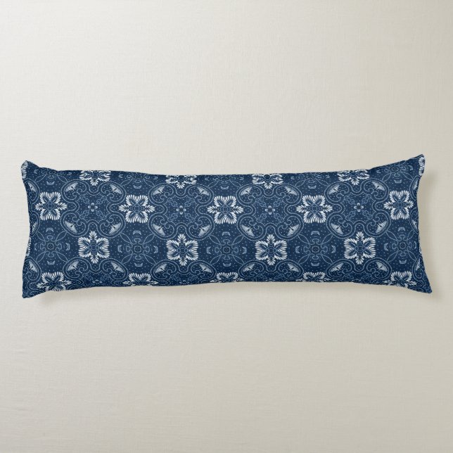 Coussins Longs Design floral bleu et blanc (Dos)