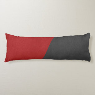 Coussins Longs Design géométrique en cuir gris et rouge
