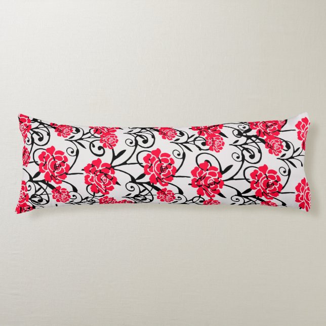 Coussins Longs Design Motif d'illustrations de rose rouge (Devant)