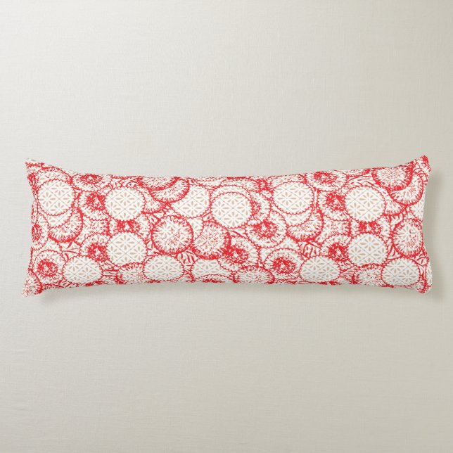 Coussins Longs Design textile complexe avec rouge, or et (Devant)