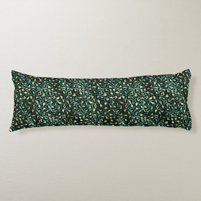 Coussins Longs Design turquoise et Gold Leopard Series 3 (Devant)