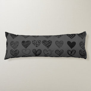 Coussins Longs Dessin adorable de Black Heart Scribble