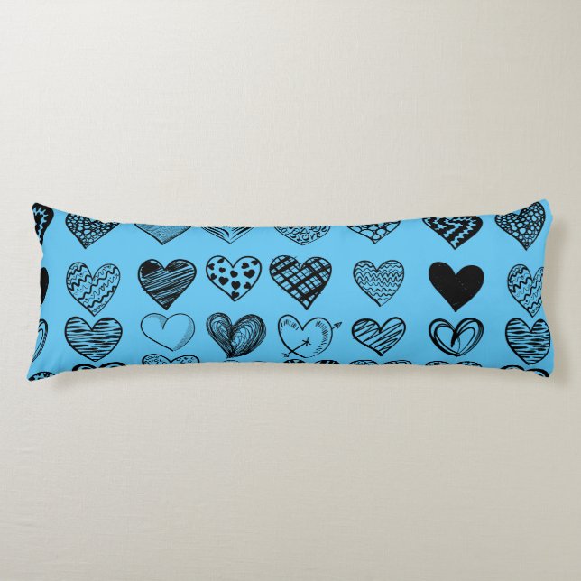Coussins Longs Dessin adorable de Black Heart Scribble (Devant)